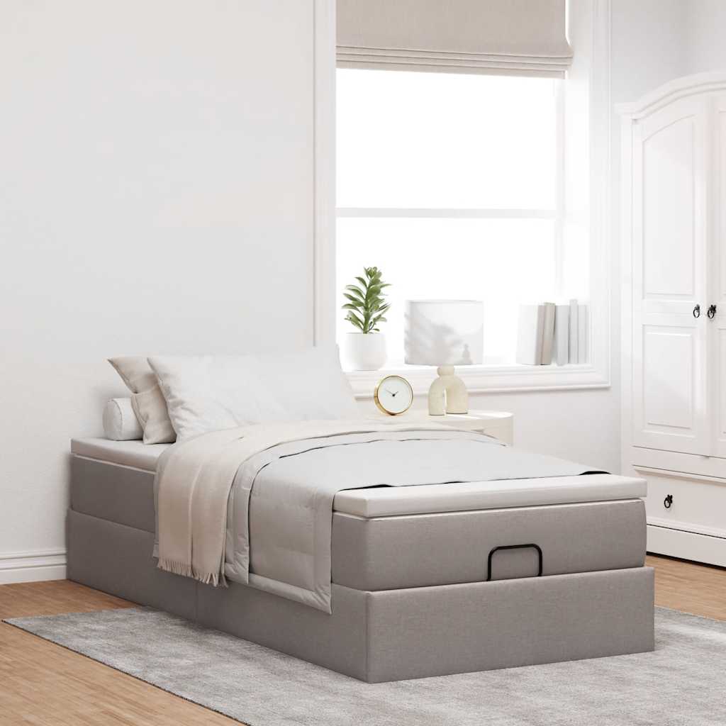 Struttura Letto Pouf con Materasso Tortora 90x200 cm in Tessuto | homemem39