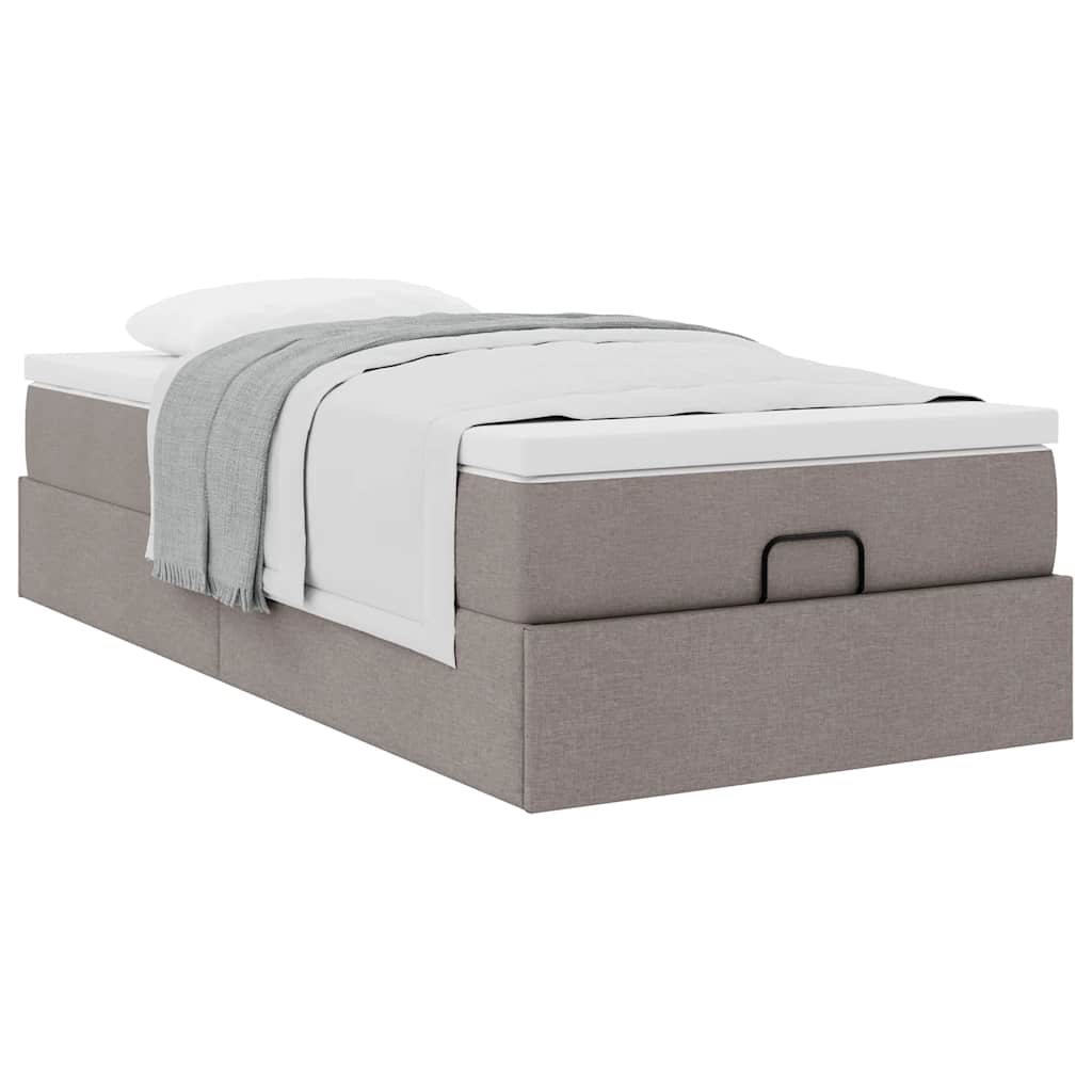Struttura Letto Pouf con Materasso Tortora 90x200 cm in Tessuto | homemem39
