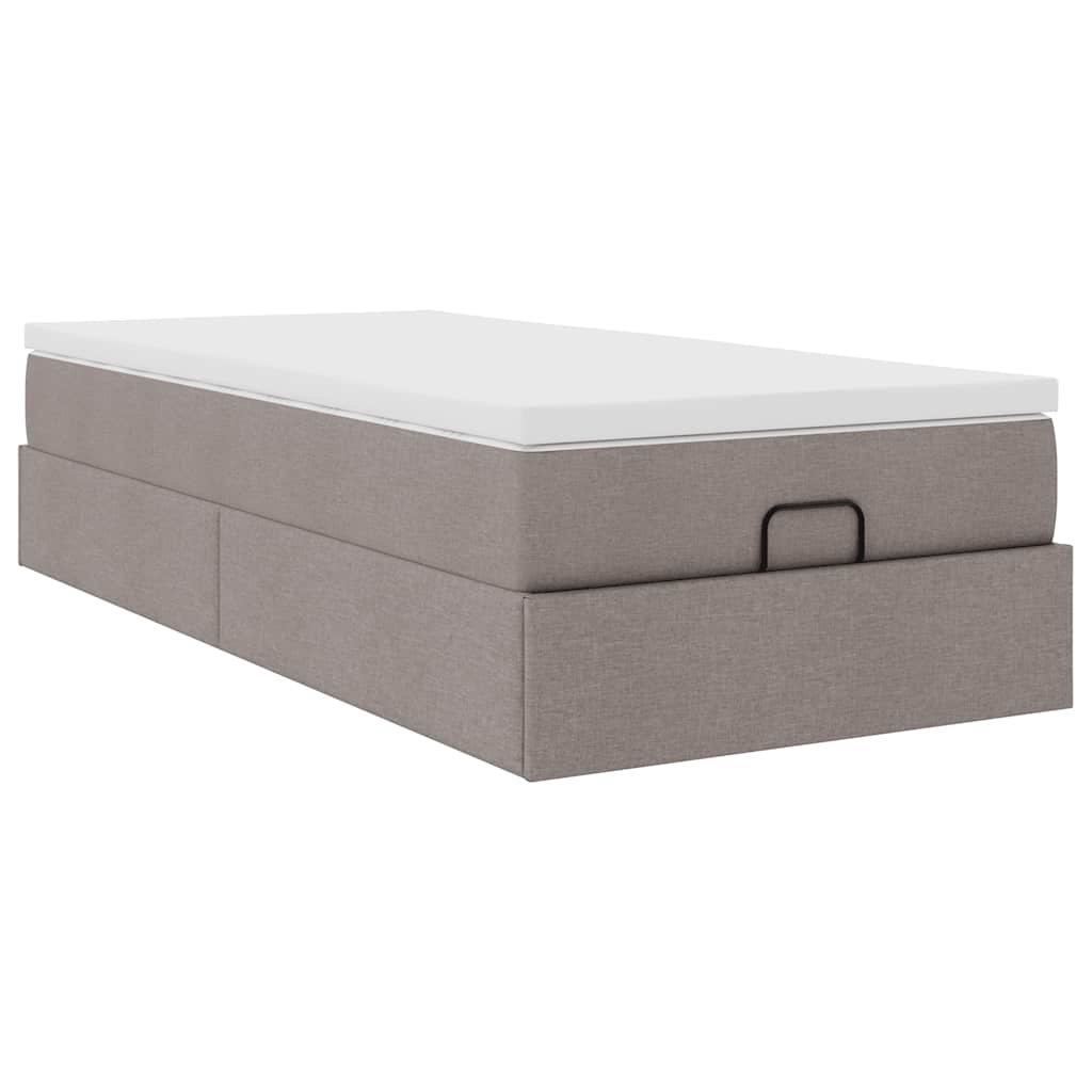 Struttura Letto Pouf con Materasso Tortora 90x200 cm in Tessuto | homemem39