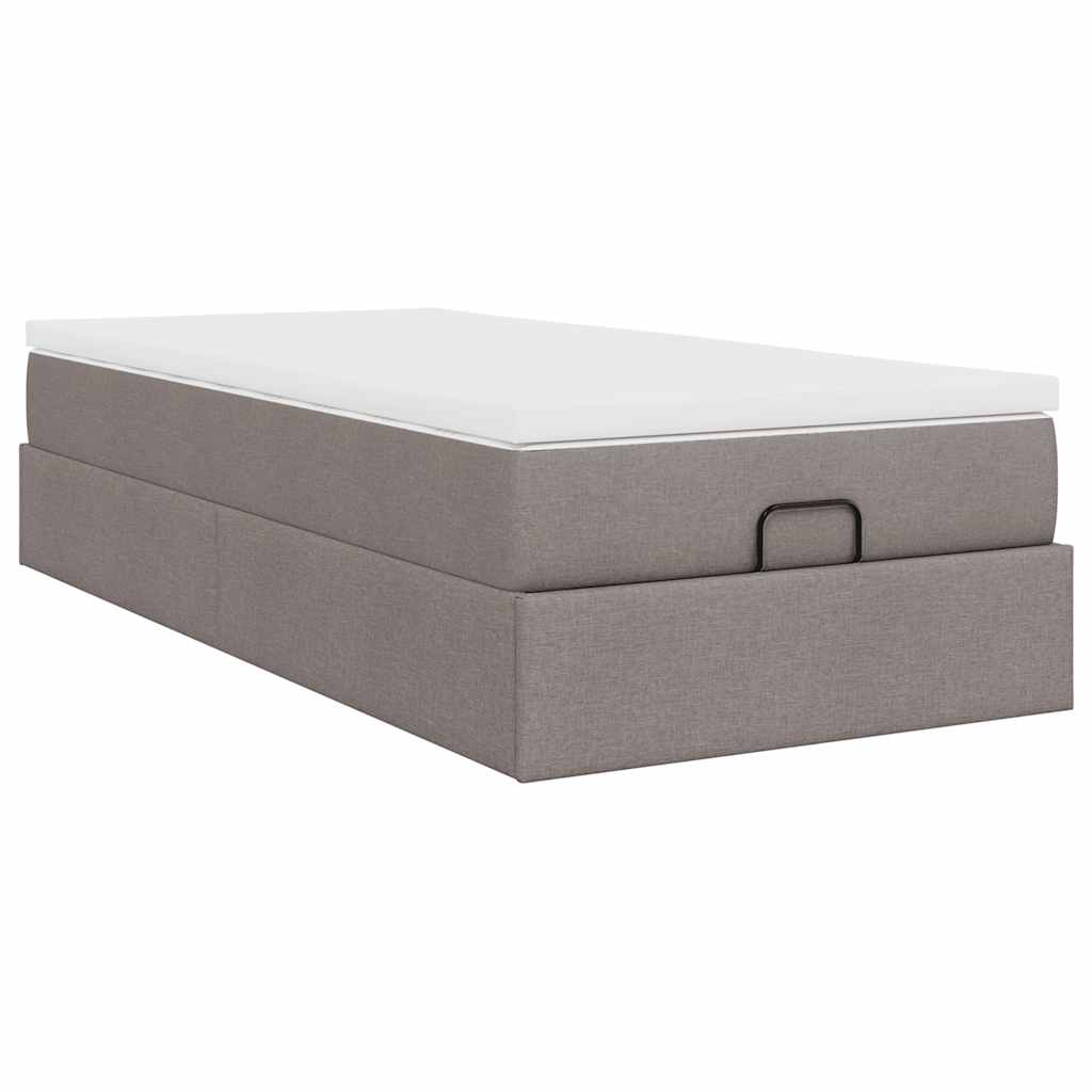 Struttura Letto Pouf con Materasso Tortora 90x200 cm in Tessuto | homemem39