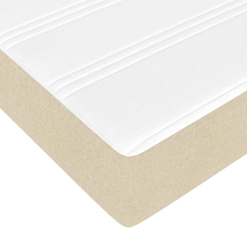 Struttura Letto Pouf con Materasso Crema 90x200 cm in Tessuto