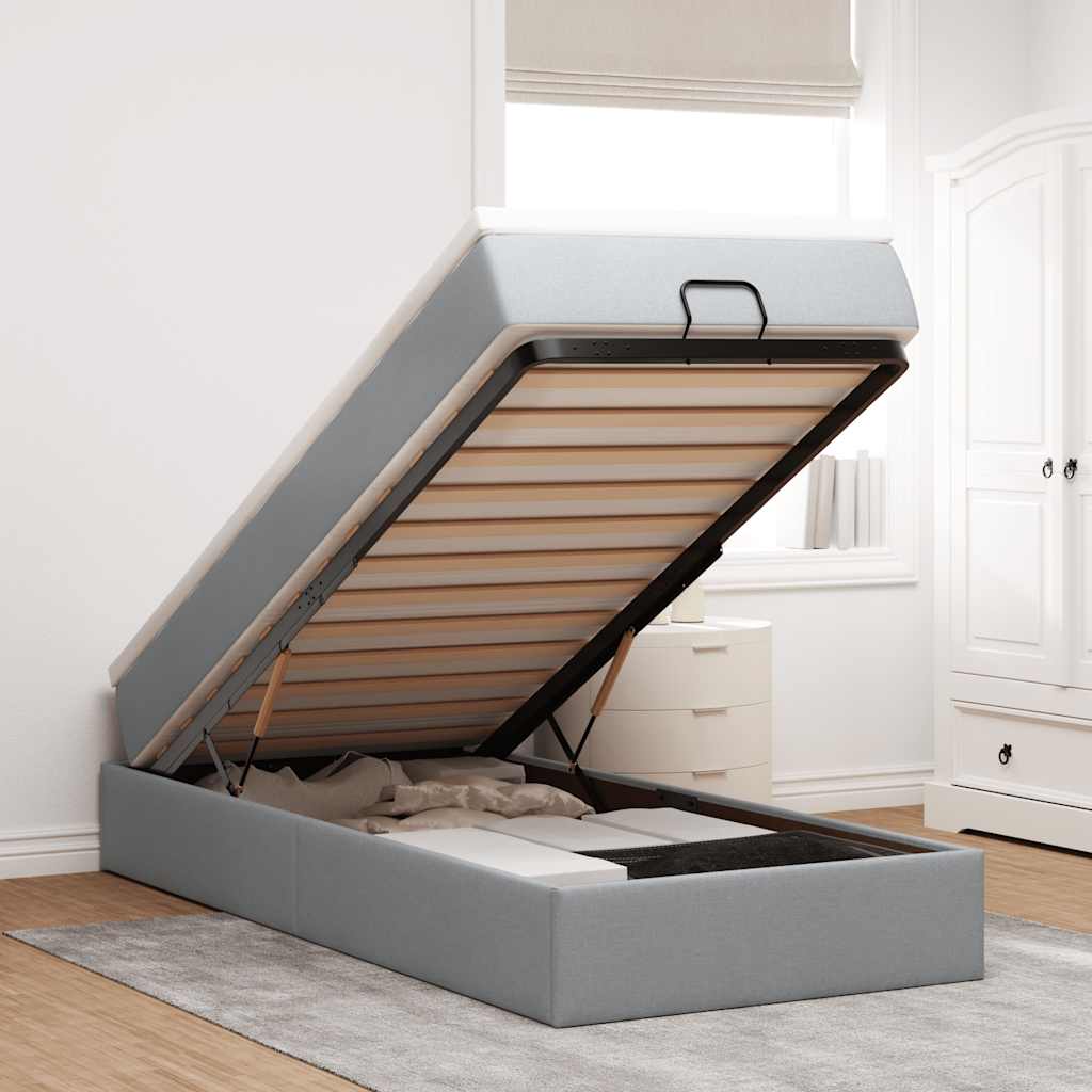 Struttura Letto Pouf con Materasso 100x200 cm in Tessuto - homemem39