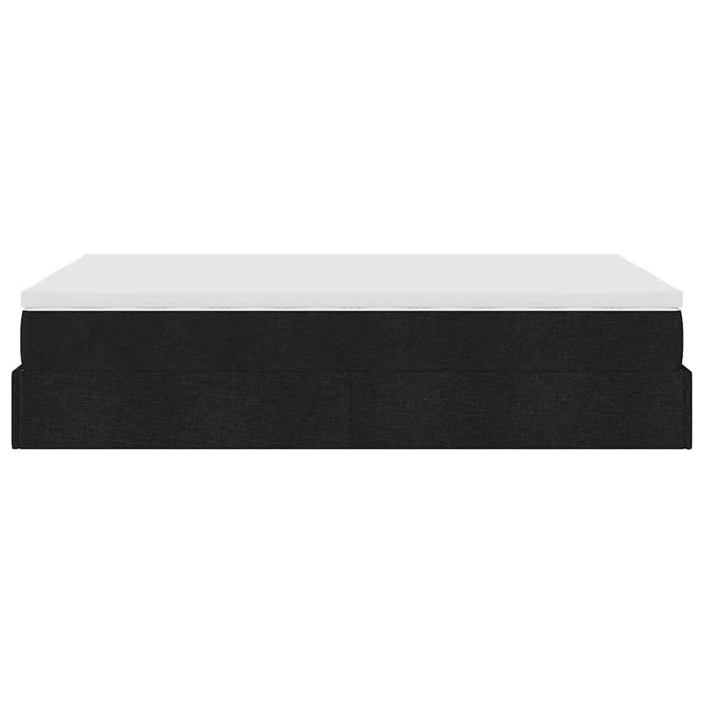 Struttura Letto Pouf con Materasso Nero 120x190 cm in Tessuto
