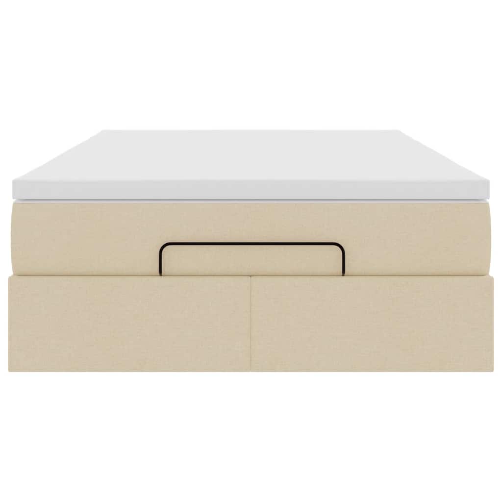 Struttura Letto Pouf con Materasso Crema 120x190 cm in Tessuto