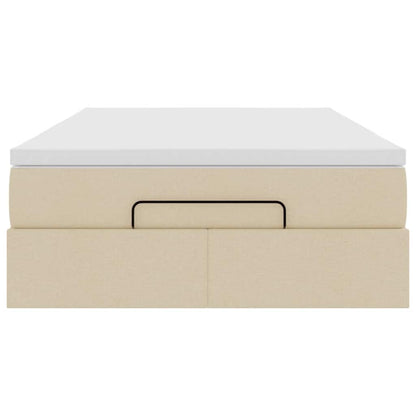 Struttura Letto Pouf con Materasso Crema 120x190 cm in Tessuto
