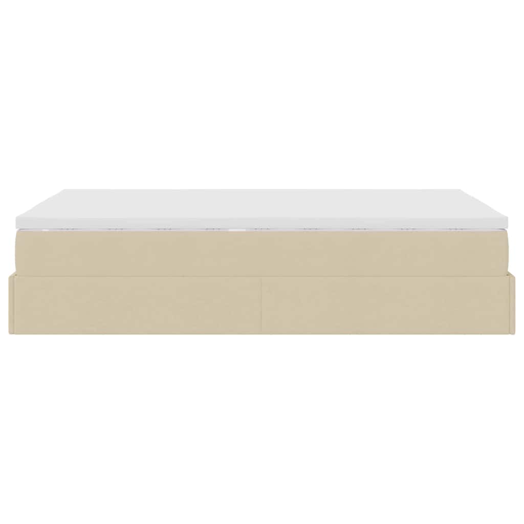 Struttura Letto Pouf con Materasso Crema 120x190 cm in Tessuto