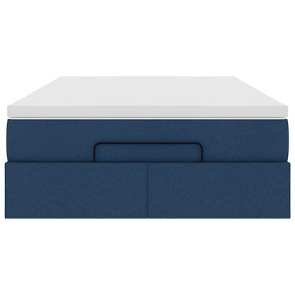 Struttura Letto Pouf con Materasso Blu 120x190 cm in Tessuto