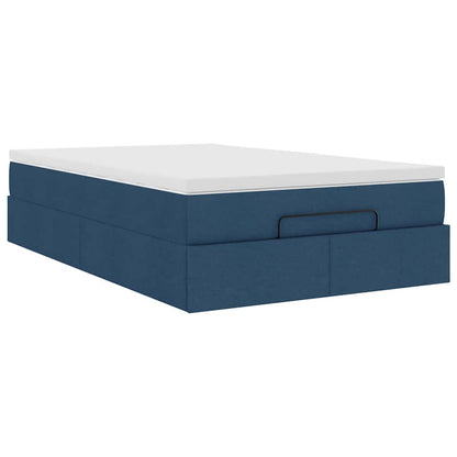 Struttura Letto Pouf con Materasso Blu 120x190 cm in Tessuto