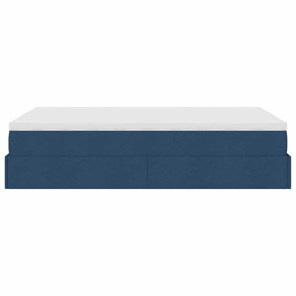 Struttura Letto Pouf con Materasso Blu 120x190 cm in Tessuto