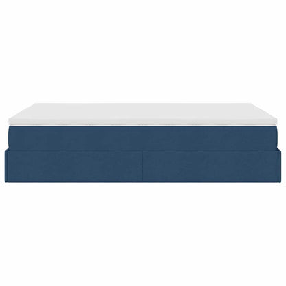 Struttura Letto Pouf con Materasso Blu 120x190 cm in Tessuto