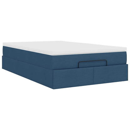 Struttura Letto Pouf con Materasso Blu 120x190 cm in Tessuto