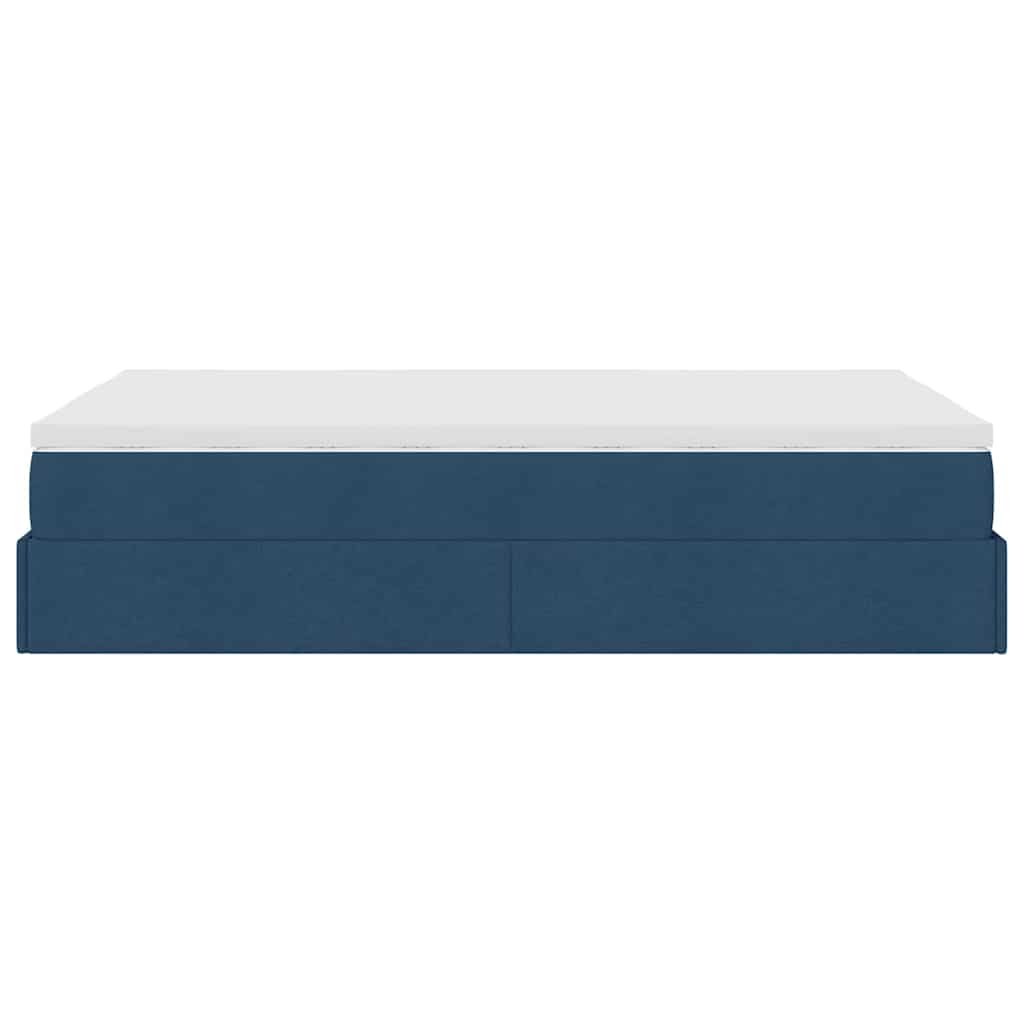 Struttura Letto Pouf con Materasso Blu 120x190 cm in Tessuto