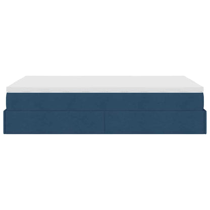 Struttura Letto Pouf con Materasso Blu 120x190 cm in Tessuto