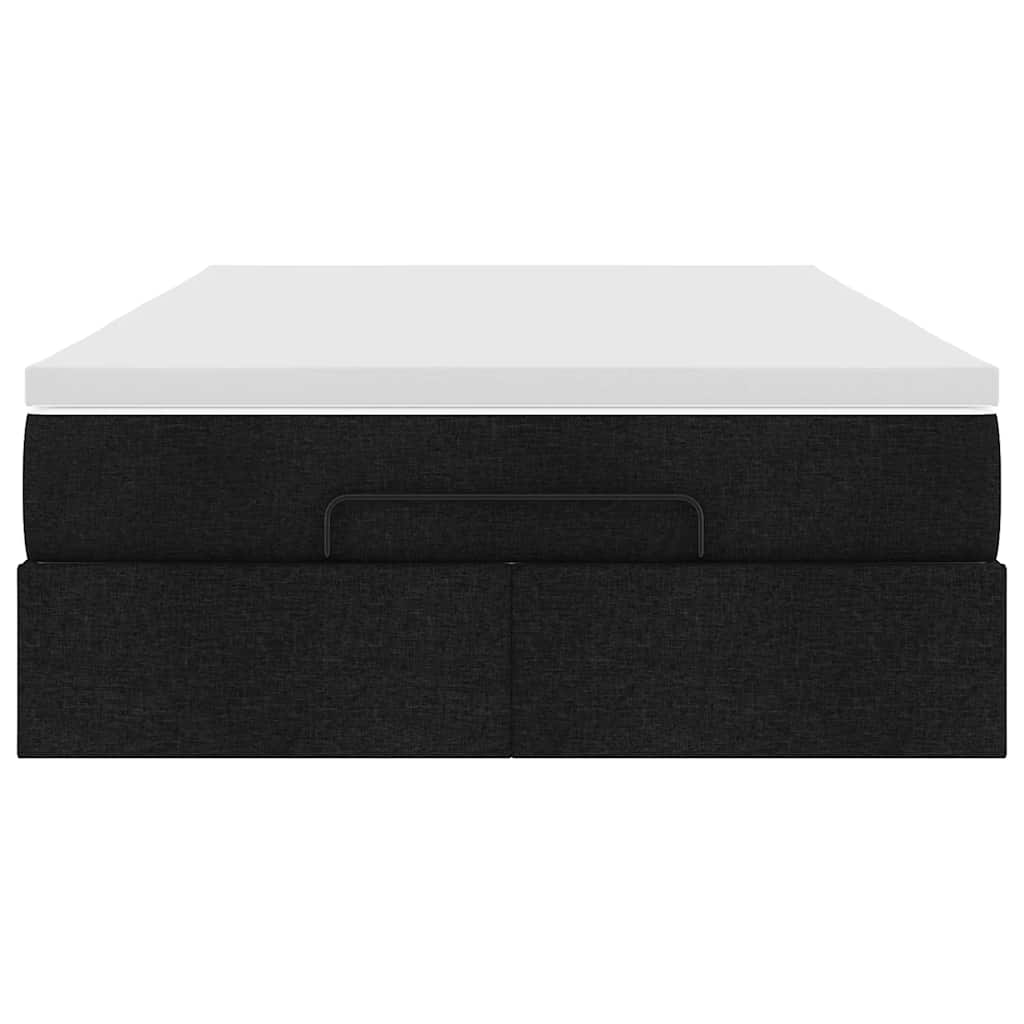 Struttura Letto Pouf con Materasso Nero 120x200 cm in Tessuto