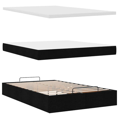 Struttura Letto Pouf con Materasso Nero 120x200 cm in Tessuto