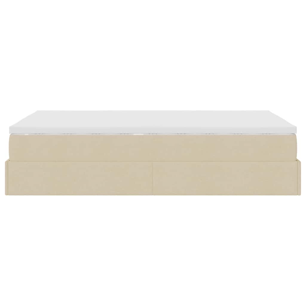 Struttura Letto Pouf con Materasso Crema 120x200 cm in Tessuto