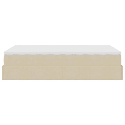 Struttura Letto Pouf con Materasso Crema 120x200 cm in Tessuto