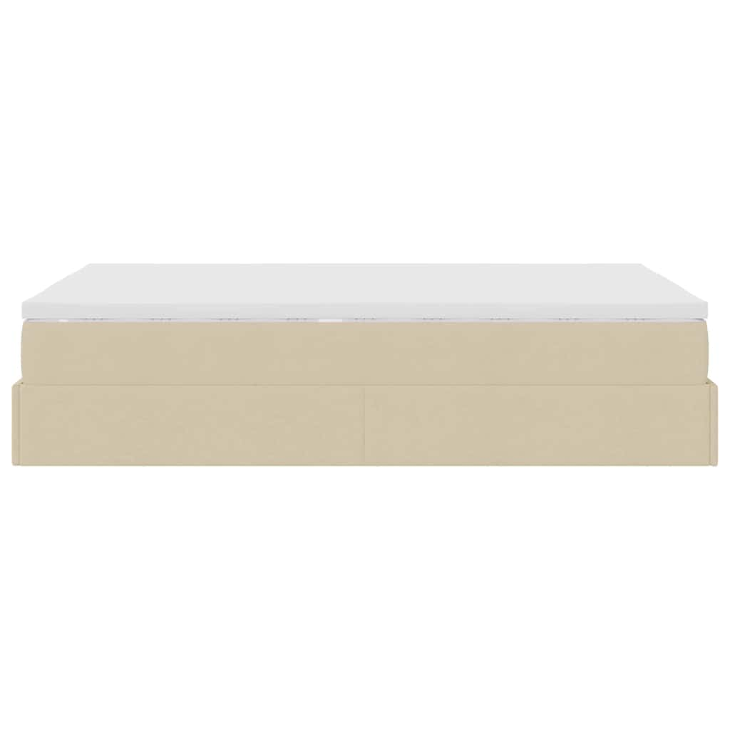 Struttura Letto Pouf con Materasso Crema 120x200 cm in Tessuto