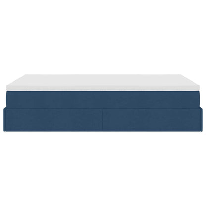 Struttura Letto Pouf con Materasso Blu 120x200 cm in Tessuto