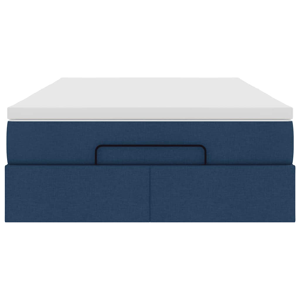 Struttura Letto Pouf con Materasso Blu 120x200 cm in Tessuto