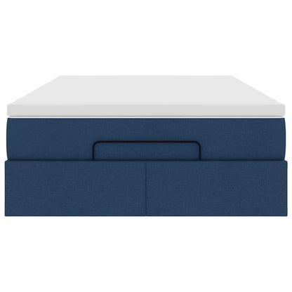 Struttura Letto Pouf con Materasso Blu 120x200 cm in Tessuto