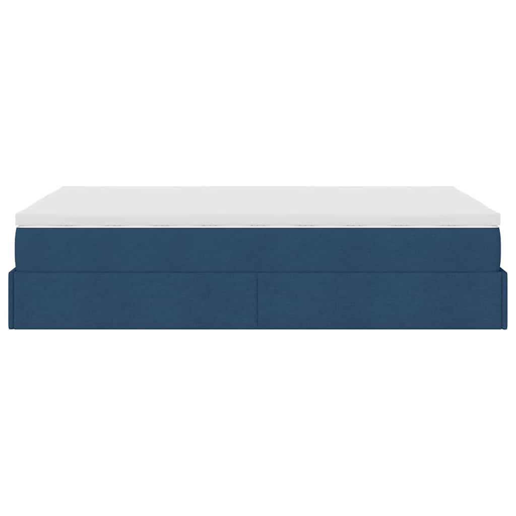 Struttura Letto Pouf con Materasso Blu 120x200 cm in Tessuto