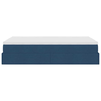 Struttura Letto Pouf con Materasso Blu 120x200 cm in Tessuto