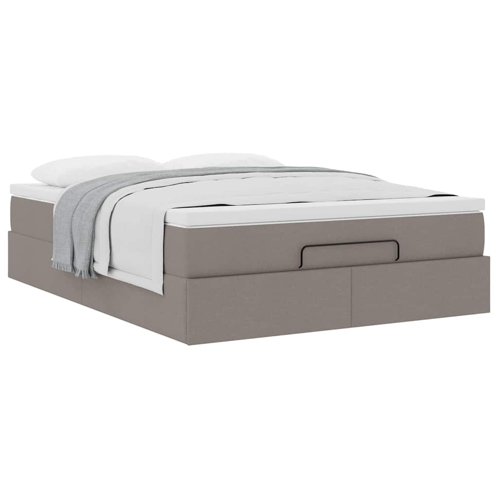 Struttura Letto Pouf con Materasso Tortora 140x190 cm Tessuto | homemem39