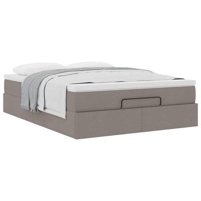 Struttura Letto Pouf con Materasso Tortora 140x190 cm Tessuto | homemem39