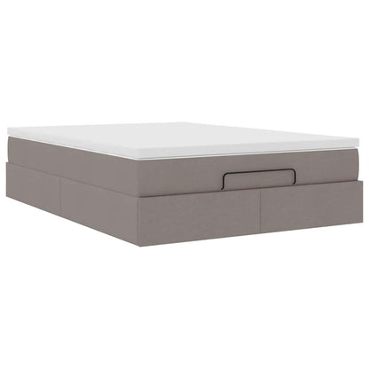 Struttura Letto Pouf con Materasso Tortora 140x190 cm Tessuto | homemem39