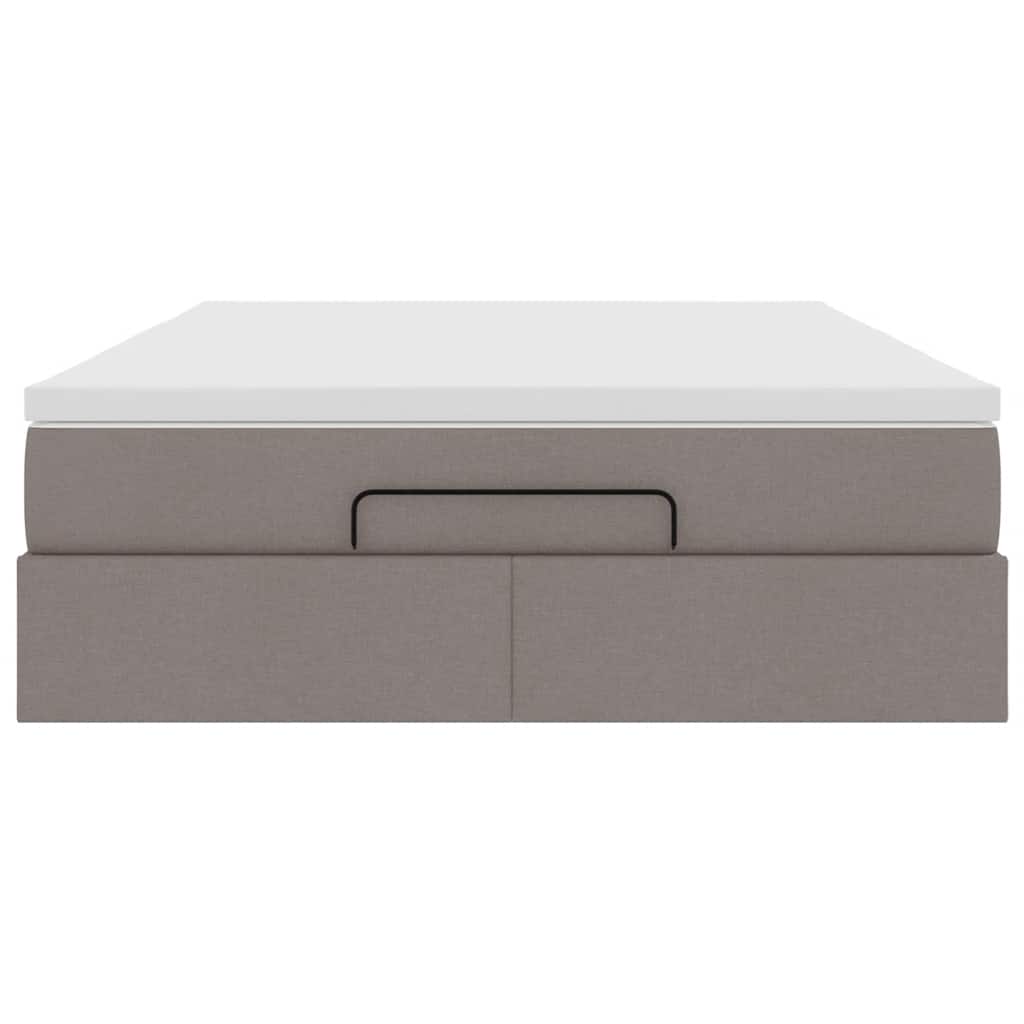 Struttura Letto Pouf con Materasso Tortora 140x190 cm Tessuto | homemem39