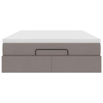 Struttura Letto Pouf con Materasso Tortora 140x190 cm Tessuto