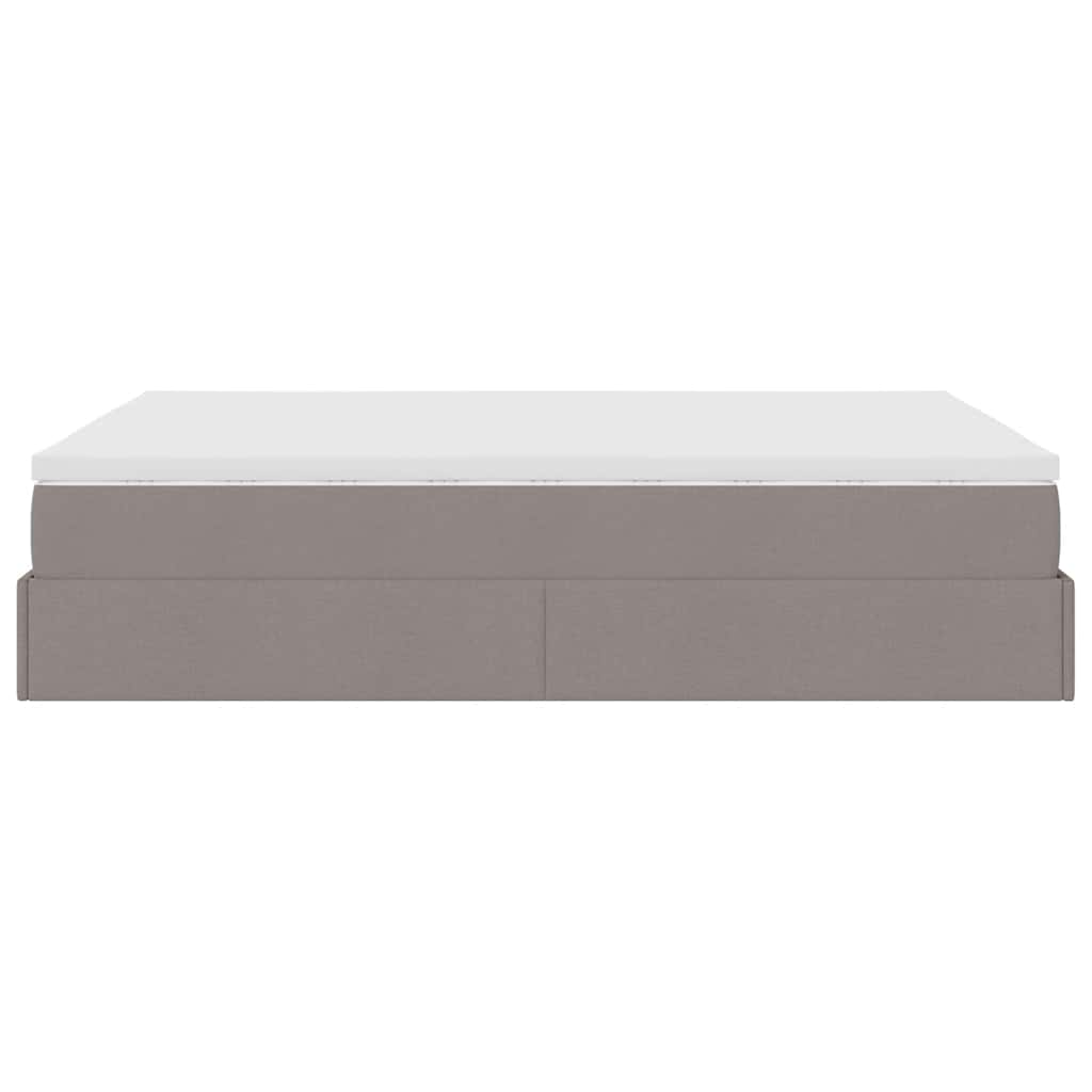 Struttura Letto Pouf con Materasso Tortora 140x190 cm Tessuto | homemem39