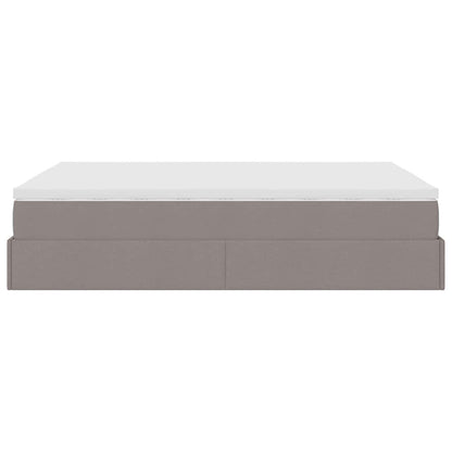 Struttura Letto Pouf con Materasso Tortora 140x190 cm Tessuto | homemem39
