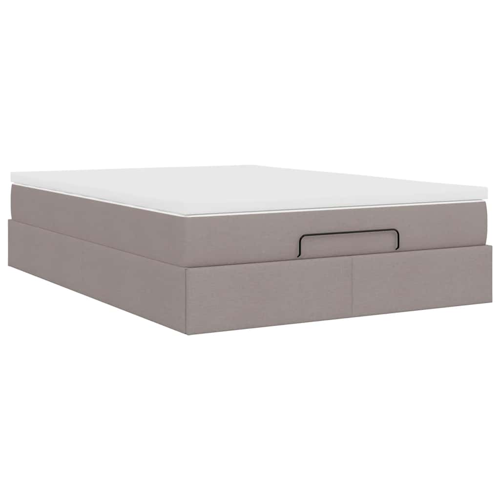 Struttura Letto Pouf con Materasso Tortora 140x190 cm Tessuto | homemem39