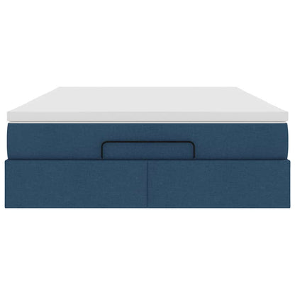 Struttura Letto Pouf con Materasso Blu 140x200cm in Tessuto