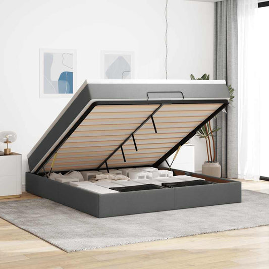 Struttura Letto Pouf con Materasso 180x200 cm in Tessuto