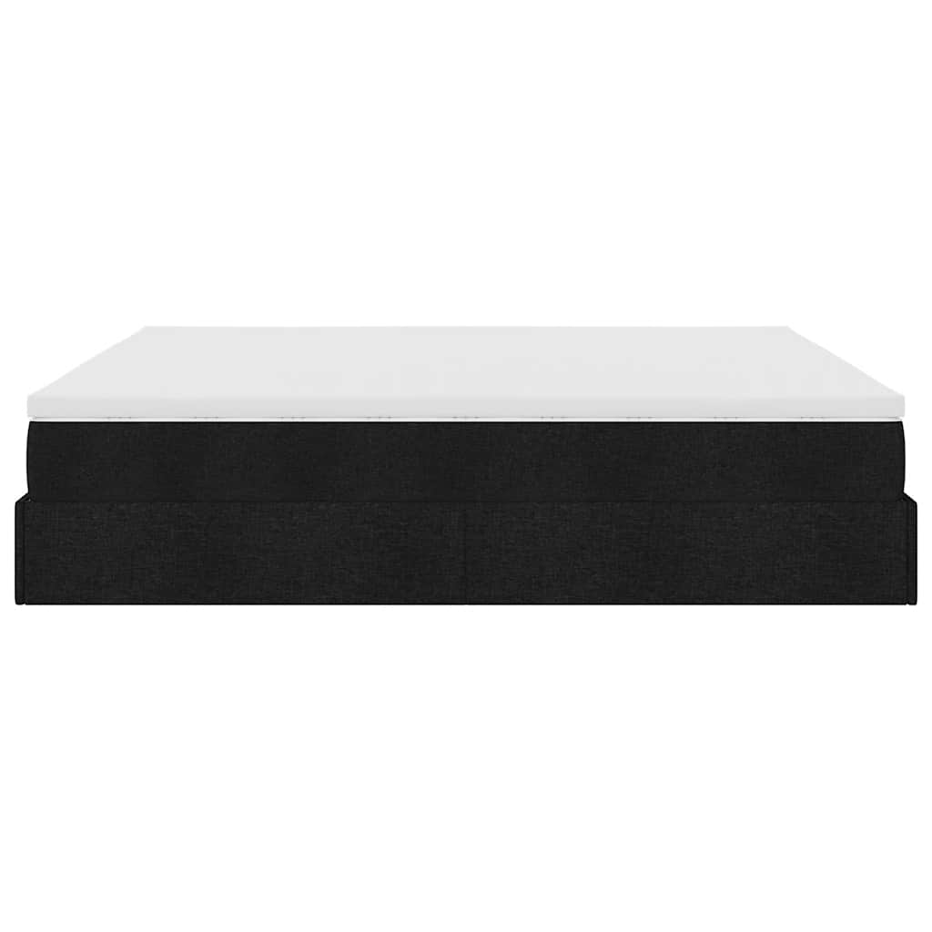 Struttura Letto Pouf con Materasso Nero 180x200 cm in Tessuto