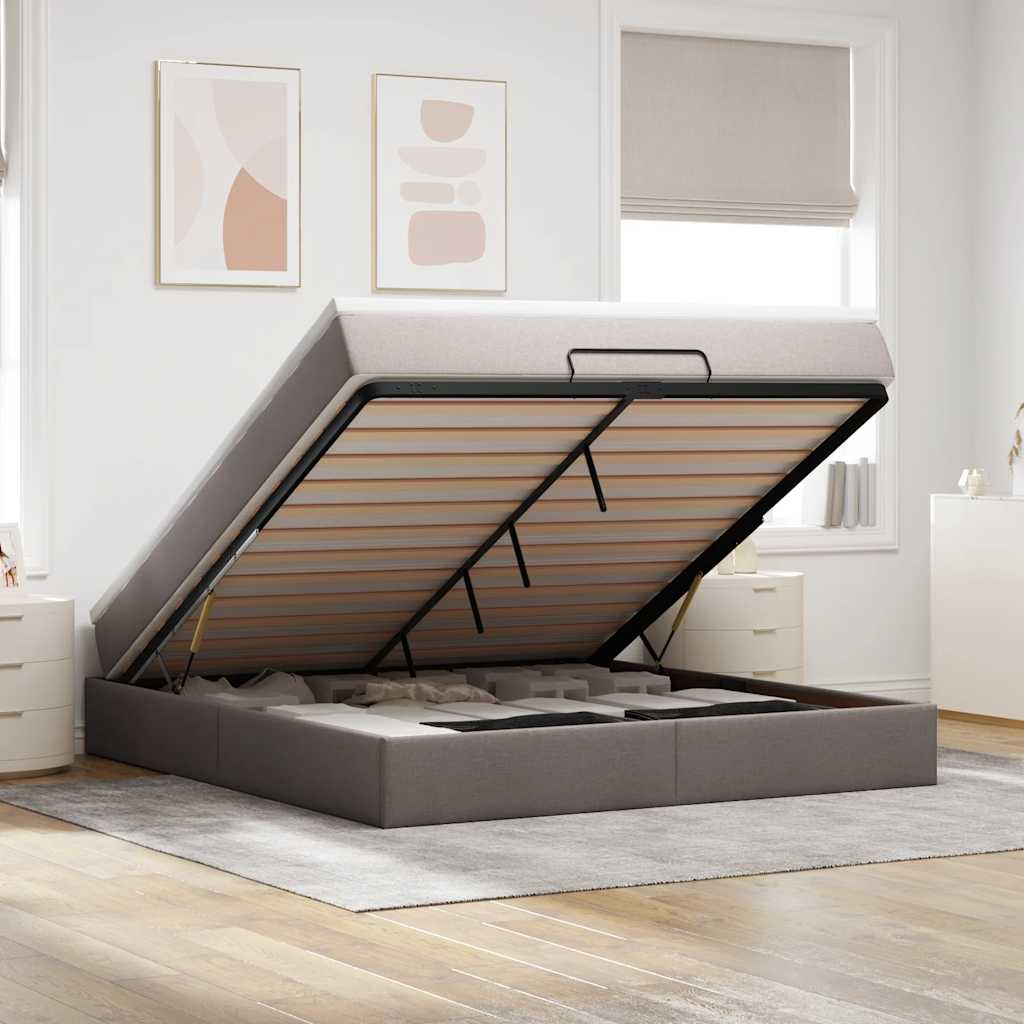 Struttura Letto Pouf con Materasso Tortora 180x200cm in Tessuto