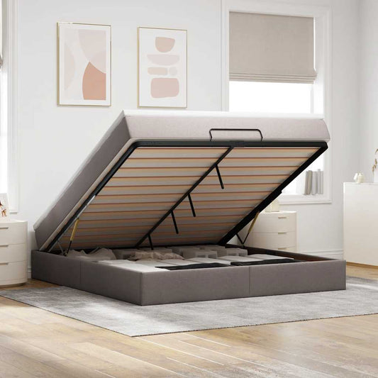 Struttura Letto Pouf con Materasso Tortora 180x200cm in Tessuto