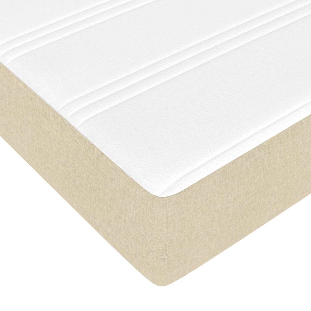 Struttura Letto Pouf con Materasso Crema 180x200 cm in Tessuto