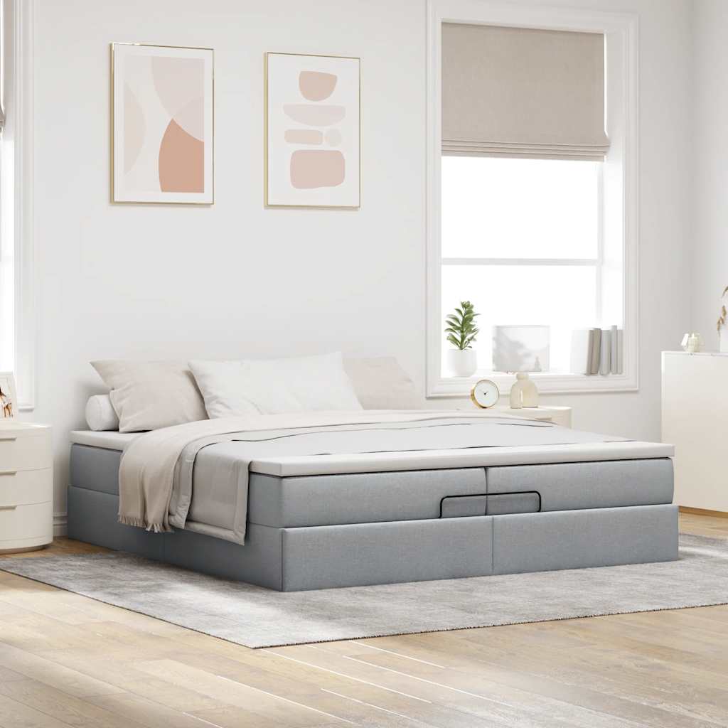 Struttura Letto Pouf con Materassi 200x200 cm in Tessuto | homemem39