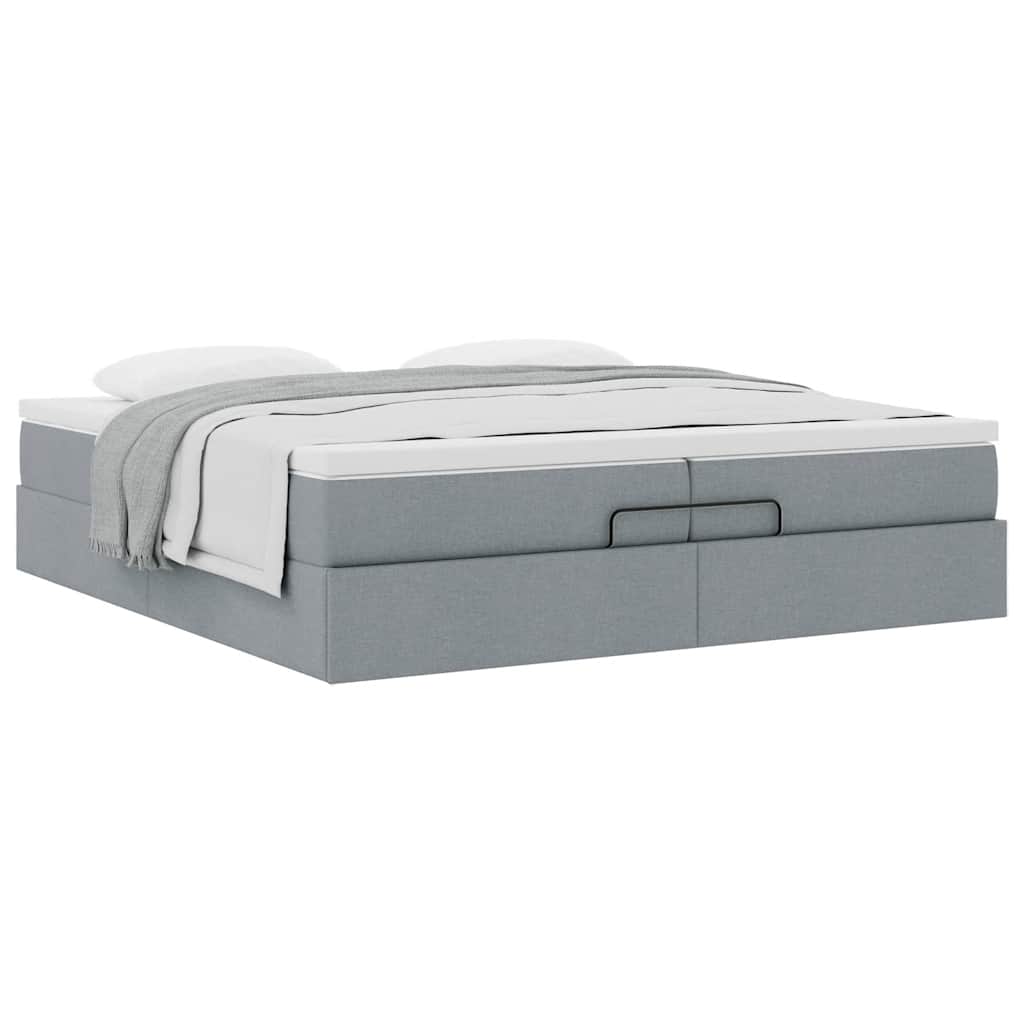 Struttura Letto Pouf con Materassi 200x200 cm in Tessuto | homemem39