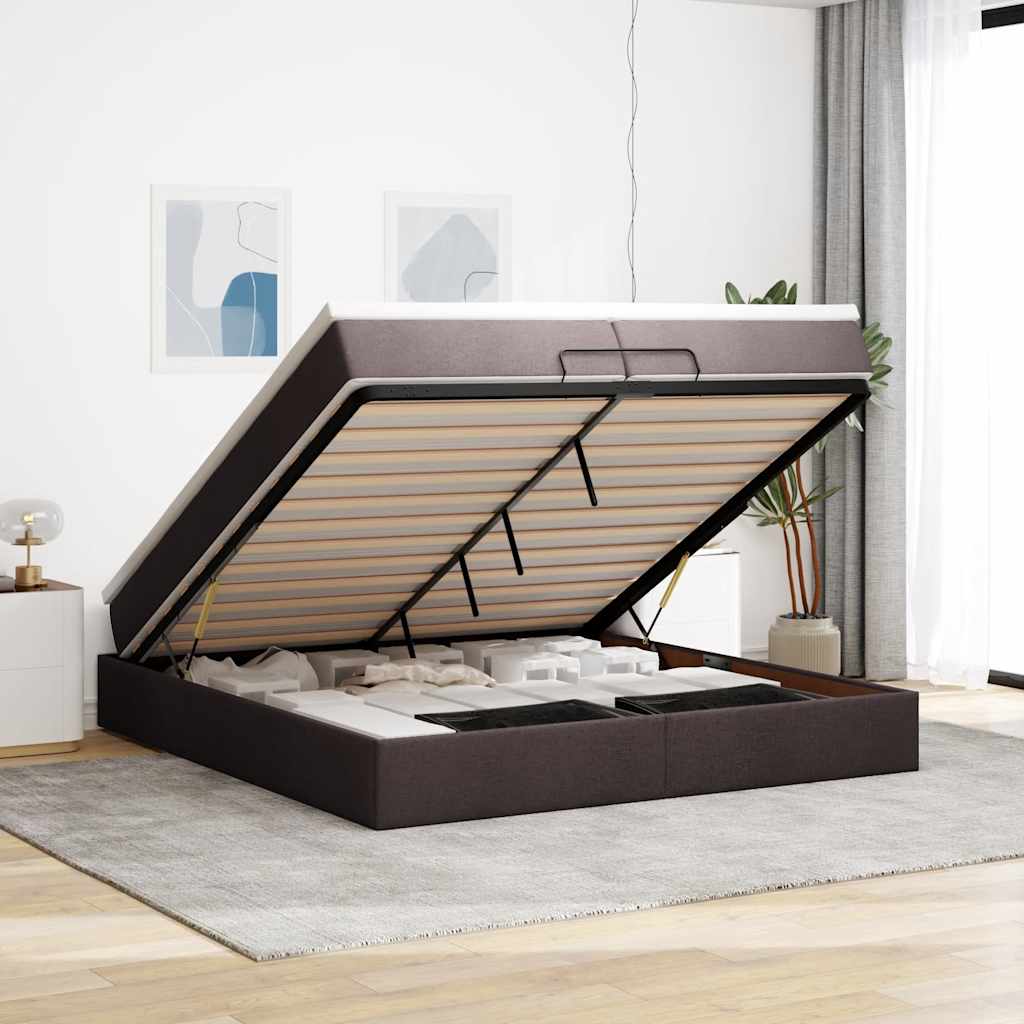 Struttura Letto Pouf con Materassi 200x200 cm in Tessuto | homemem39