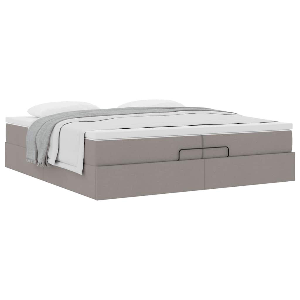 Struttura Letto Pouf con Materassi Tortora 200x200 cm Tessuto | homemem39