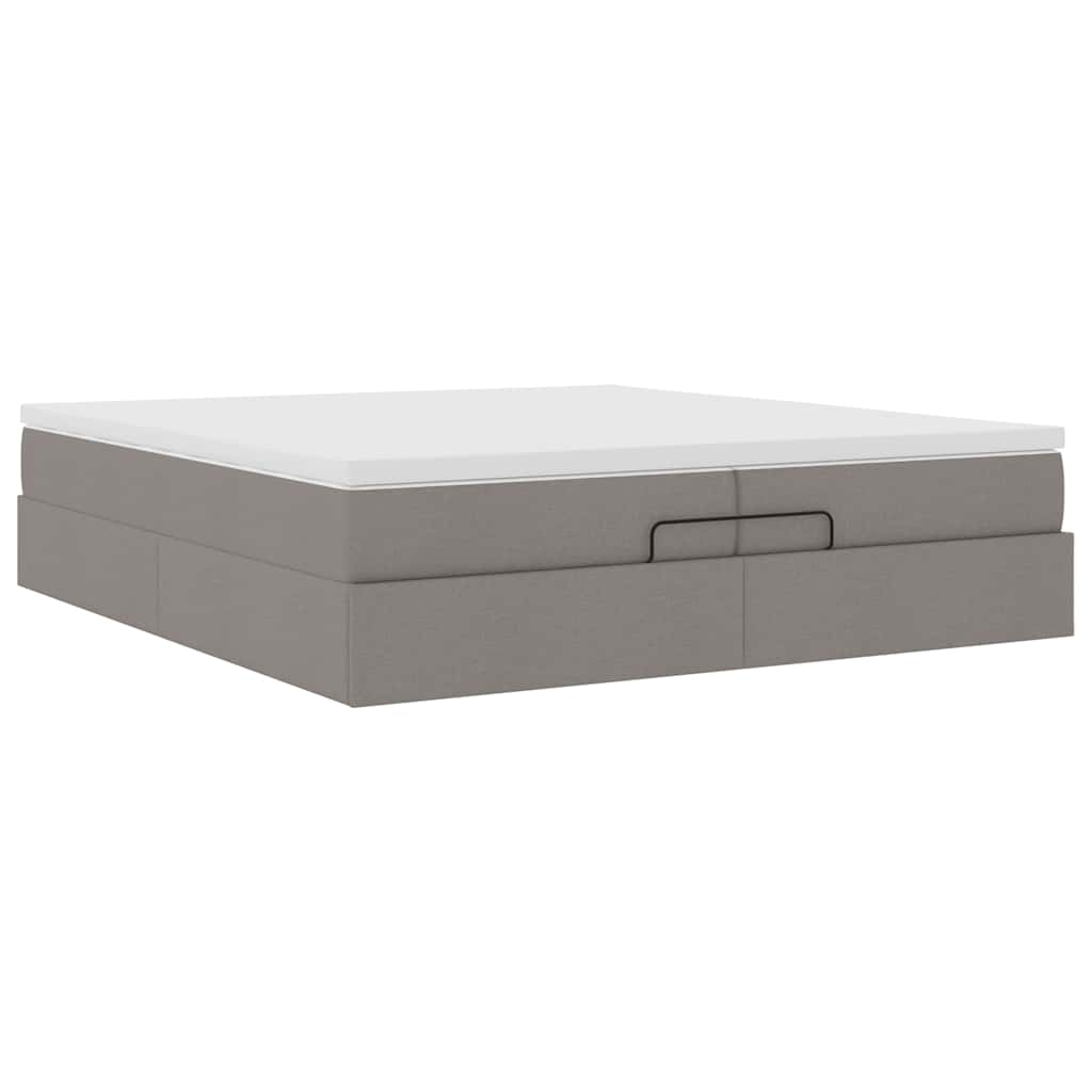 Struttura Letto Pouf con Materassi Tortora 200x200 cm Tessuto | homemem39