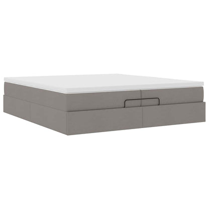 Struttura Letto Pouf con Materassi Tortora 200x200 cm Tessuto | homemem39