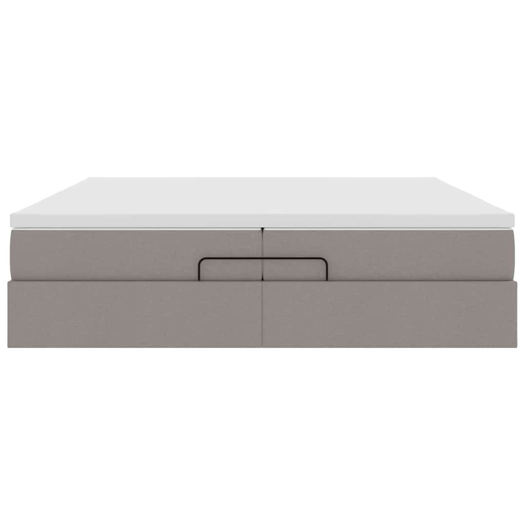 Struttura Letto Pouf con Materassi Tortora 200x200 cm Tessuto | homemem39