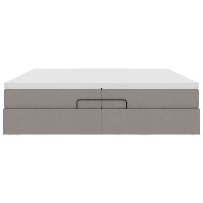 Struttura Letto Pouf con Materassi Tortora 200x200 cm Tessuto | homemem39