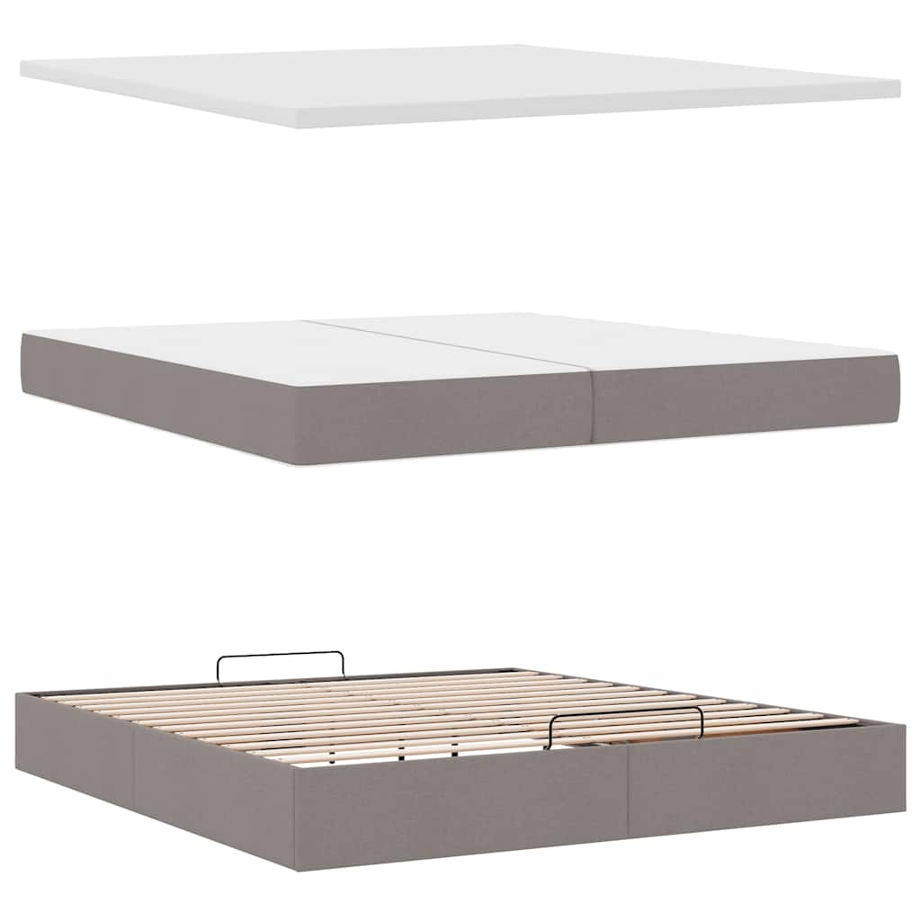 Struttura Letto Pouf con Materassi Tortora 200x200 cm Tessuto | homemem39